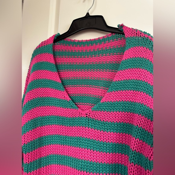 Striped Pink and Green Sweater - Picture 8 of 9